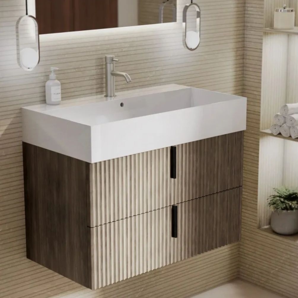 Lifestyle image of Marlow Rockford 800mm Wall-Hung Vanity Unit & Ceramic Basin